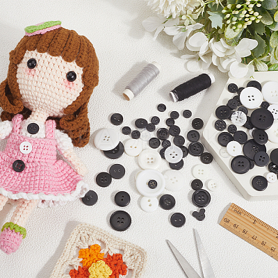 300Pcs 2 Colors Resin Buttons DIY-SP0003-98A-1
