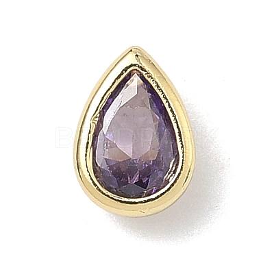Teardrop Brass Micro Pave Cubic Zirconia Cabochons KK-P345-13G-B03-1