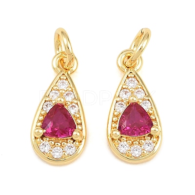 Brass Micro Pave Medium Violet Red Cubic Zirconia Charms CU-CBAB3AD-07G-01-1