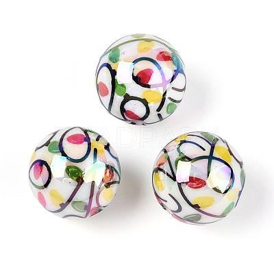 Printed Opaque Acrylic Beads MACR-T048-05A-1