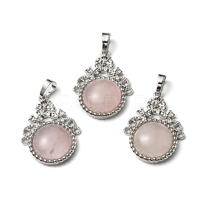 Natural Rose Quartz Pendants G-P498-01P-02-1