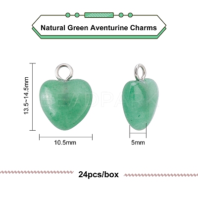 24Pcs Natural Green Aventurine Charms G-BC0001-21B-1