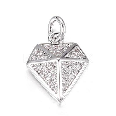 Brass Micro Pave Cubic Zirconia Charms ZIRC-P060-20P-1