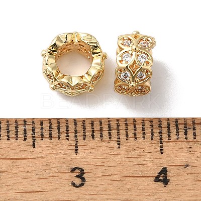 Long-Lasting Plated Brass Micro Pave Clear Cubic Zirconia European Beads KK-K381-18A-G02-1