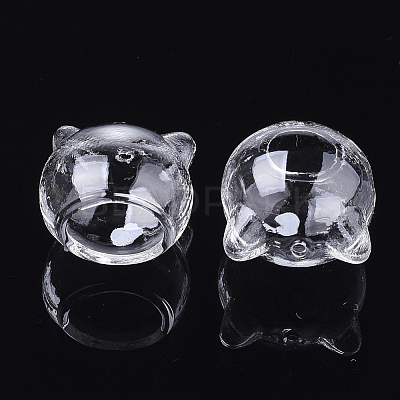 Handmade Kitten Blown Glass Globe Beads X-BLOW-T001-31-1