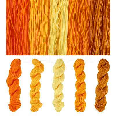 5 Bundles 5 Colors Yellow Theme Acrylic Fiber Yarn OCOR-TA0003-18A-1
