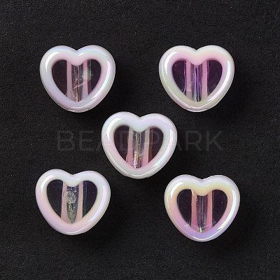 UV Plating Rainbow Iridescent Acrylic Beads OACR-H015-07H-1