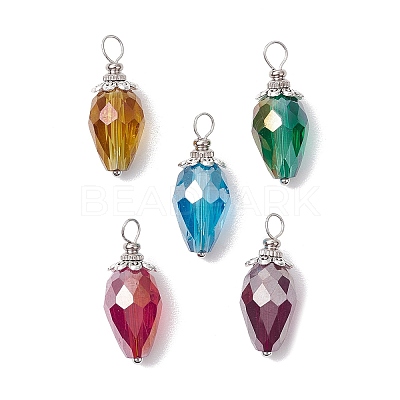 Electroplate Glass Pendants PALLOY-JF03208-1