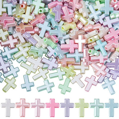 200Pcs Electroplate Opaque Acrylic Beads OACR-BM0001-01-1