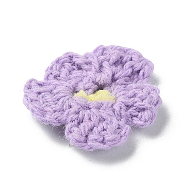 Two Tone Plum Blossom Handmade Crochet Cotton Ornament Accessories AJEW-WH0326-51J-1