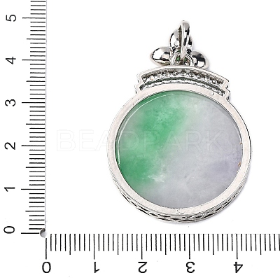 Dyed Natural Myanmar Jade Flower Flat Round Pendants KK-Q050-03A-1