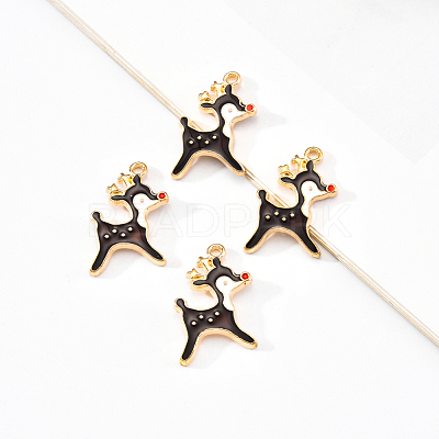 20Pcs Light Gold Alloy Enamel Pendants ENAM-YW0001-73D-1