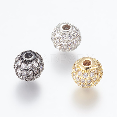 Brass Micro Pave Cubic Zirconia Beads ZIRC-E134-8mm-04-1