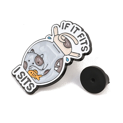 If It Fits I Sits Cat Enamel Pins JEWB-E044-02EB-01-1