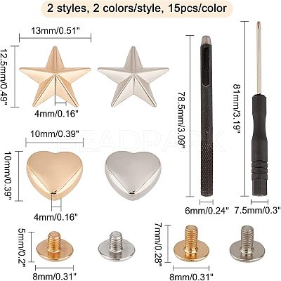 Alloy Decoration Screwback Stud Rivets and Tool FIND-CA0002-67-1