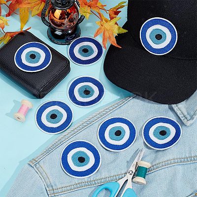 Evil Eye Pattern Cloth Computerized Embroidery Iron On/Sew On Patches LS-PATC-WH0011-14-1