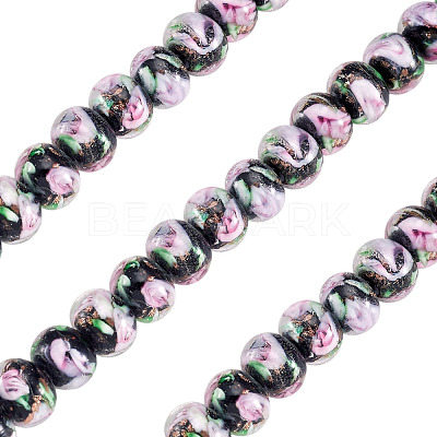 1 Strand Handmade Lampwork Inner Flower Rondelle Beads Strands LAMP-TA0002-72A-1