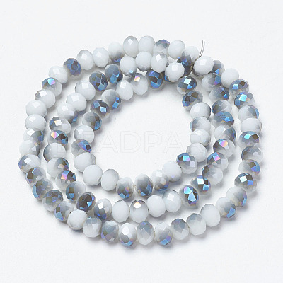 Electroplate Opaque Solid Color Glass Beads Strands EGLA-A034-P8mm-I10-1