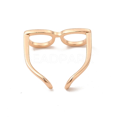 Brass Glasses Frame Open Cuff Ring for Women RJEW-F140-140KCG-1