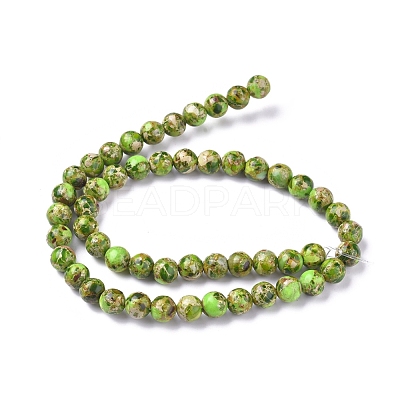 Assembled Synthetic Turquoise and Imperial Jasper Beads Strands G-D0006-C02-8mm-03-1