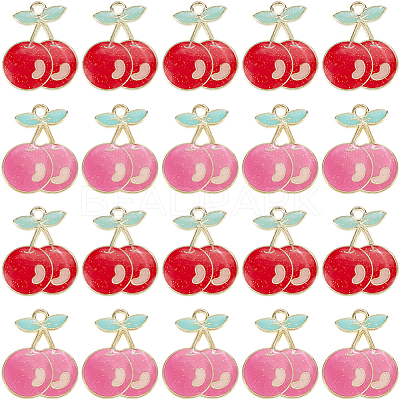 40Pcs 2 Colors Light Gold Plated Alloy Enamel Pendants FIND-SC0013-20-1