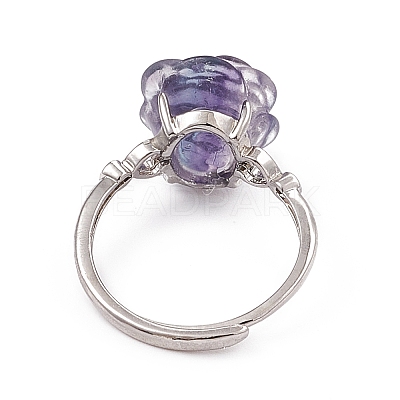 Flower Natural Fluorite Adjustable Rings KK-G273-10P-1
