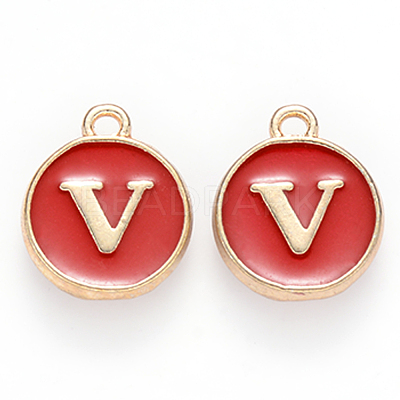 Golden Plated Alloy Enamel Charms X-ENAM-S118-03V-1