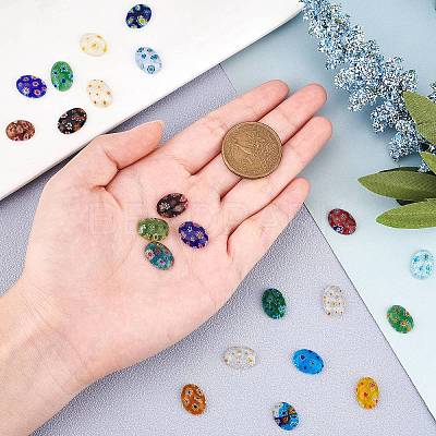 30Pcs Handmade Millefiori Lampwork Cabochons LAMP-SC0001-12-1