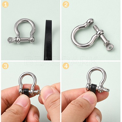 304 Stainless Steel Screw D-Ring Anchor Shackle Clasps STAS-E446-29AS-1