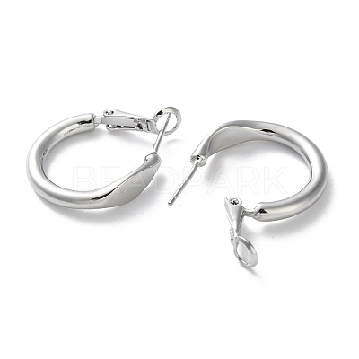 999 Fine Silver Ring Hoop Earrings EJEW-P296-22P-1