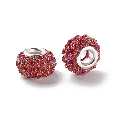 AB Color Resin Rose Flower European Beads RESI-M001-05L-1