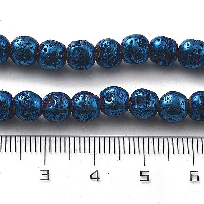 Electroplated Natural Lava Rock Beads Strands G-A251-B01-01E-1