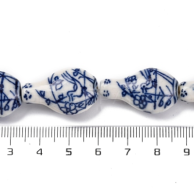 Handmade Blue and White Porcelain Beads Strands PORC-I027-13B-1