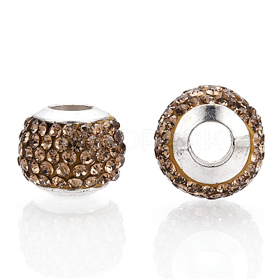 Handmade Polymer Clay Rhinestone European Beads RB-N053-001-09-1
