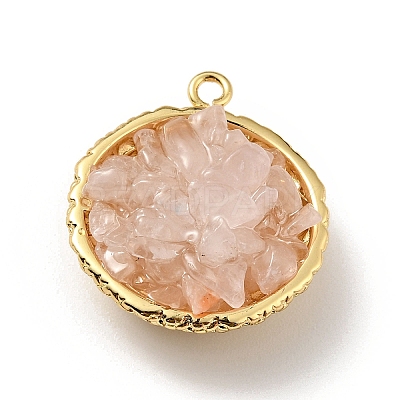 Natural Rose Quartz Chip Pendants KK-C242-05G-19-1