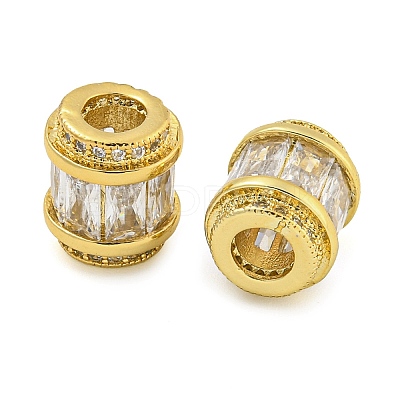 Rack Plating Brass Micro Pave Cubic Zirconia European Beads LS-KK-F089-31G-08-1