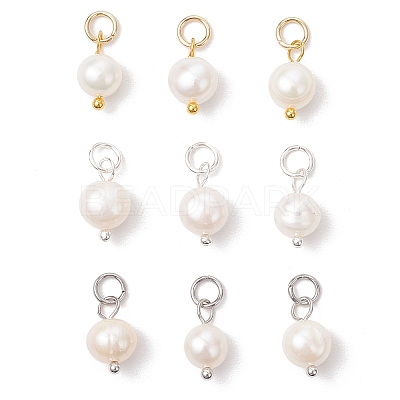 3Pcs 3 Colors Natural Cultured Freshwater Pearl Two Sides Polished Charms PALLOY-JF04036-1