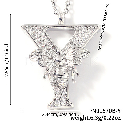 Brass Micro Pave Clear Cubic Zirconia Pendant Necklaces FS-WG7BC7F-14-1