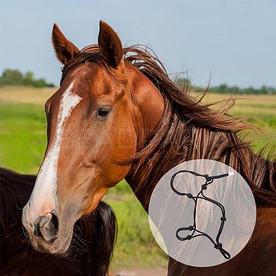 2Pcs 2 Style Adjustable Nylon Knitted Horse Halters FIND-OC0002-04-1