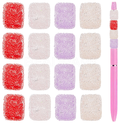 20Pcs 4 Colors Drusy Cube Resin Rhinestone Beads RESI-PA0001-43A-1