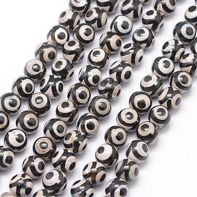 Tibetan Style 3-Eye dZi Beads G-K166-01-8mm-L2-01-1