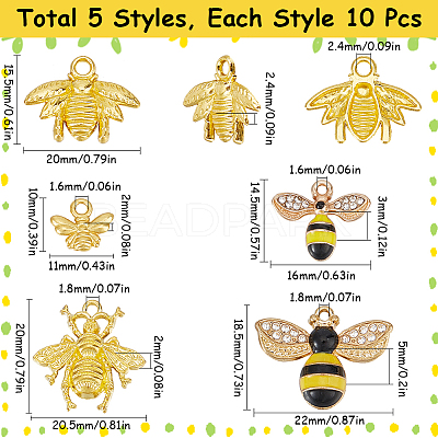 50Pcs 5 Style Alloy Pendant FIND-SC0009-09-1
