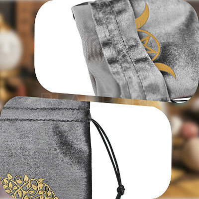Rectangle Gold Stamping Velvet Tarot Storage Drawstring Bags for Divination ABAG-WH20001-25D-1