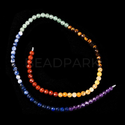 Chakra Theme Natural Red Rainbow Jasper & Yellow Aventurine & Tiger Eye & Green Aventurine & Blue Spot Stone & Lapis Lazuli & Amethyst Beads Strands G-F668-14-4mm-1