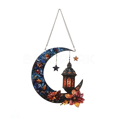 Stained Acrylic & Iron Suncatchers HJEW-F022-01F-1