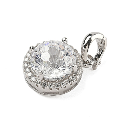 925 Sterling Silver Pave Cubic Zirconia Pendants STER-B009-01B-04-1