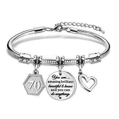 Birthday 201 Stainless Steel Charm Bracelets FS-WGBAA71-10-1
