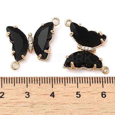Brass Pave Faceted Glass Connector Charms FIND-Z020-04C-1