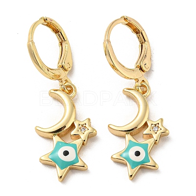Golden Brass Dangle Leverback Earrings EJEW-A033-18G-03-1