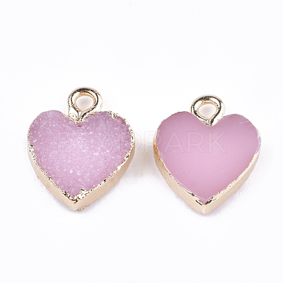 Electroplate Druzy Resin Pendants X-RESI-S366-01G-1